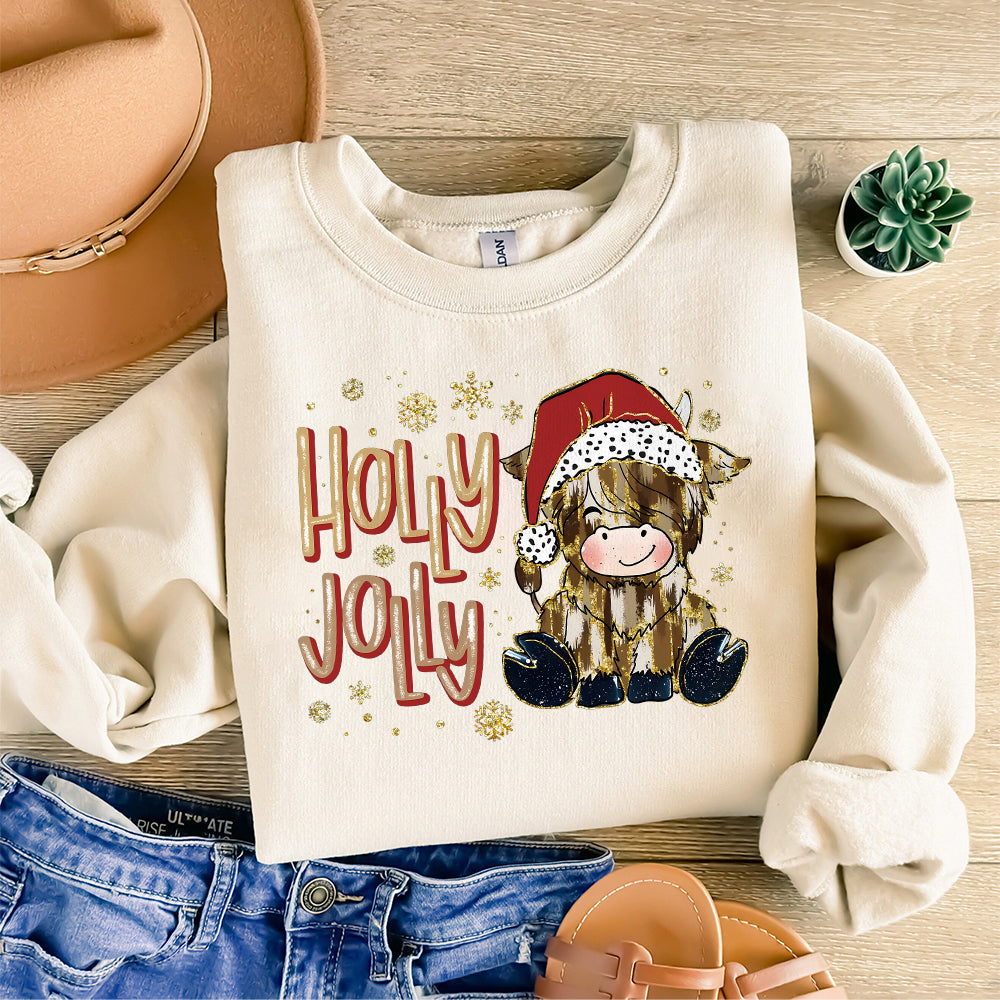 Holly Jolly png, Christmas Highcow Holly Jolly Png, Western Christmas png, Highland Cow png,christmas png, Brushstroke, Dalmatian Dots png S266