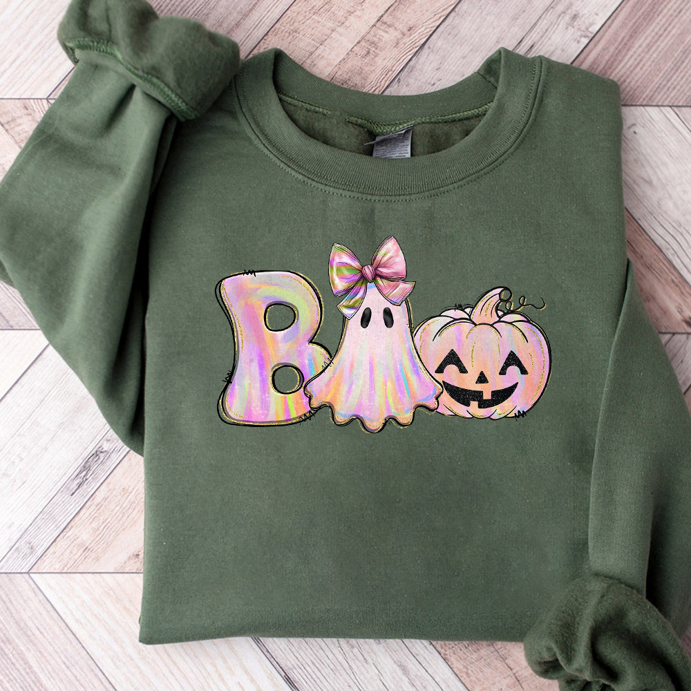 Boo Halloween Png, Iridescent Ghost Pumpkin Png, Pink Ghost Png, Pastel Halloween Png, Halloween Coquette Bow Png, Girly Halloween Png PNG2709 05 NPN