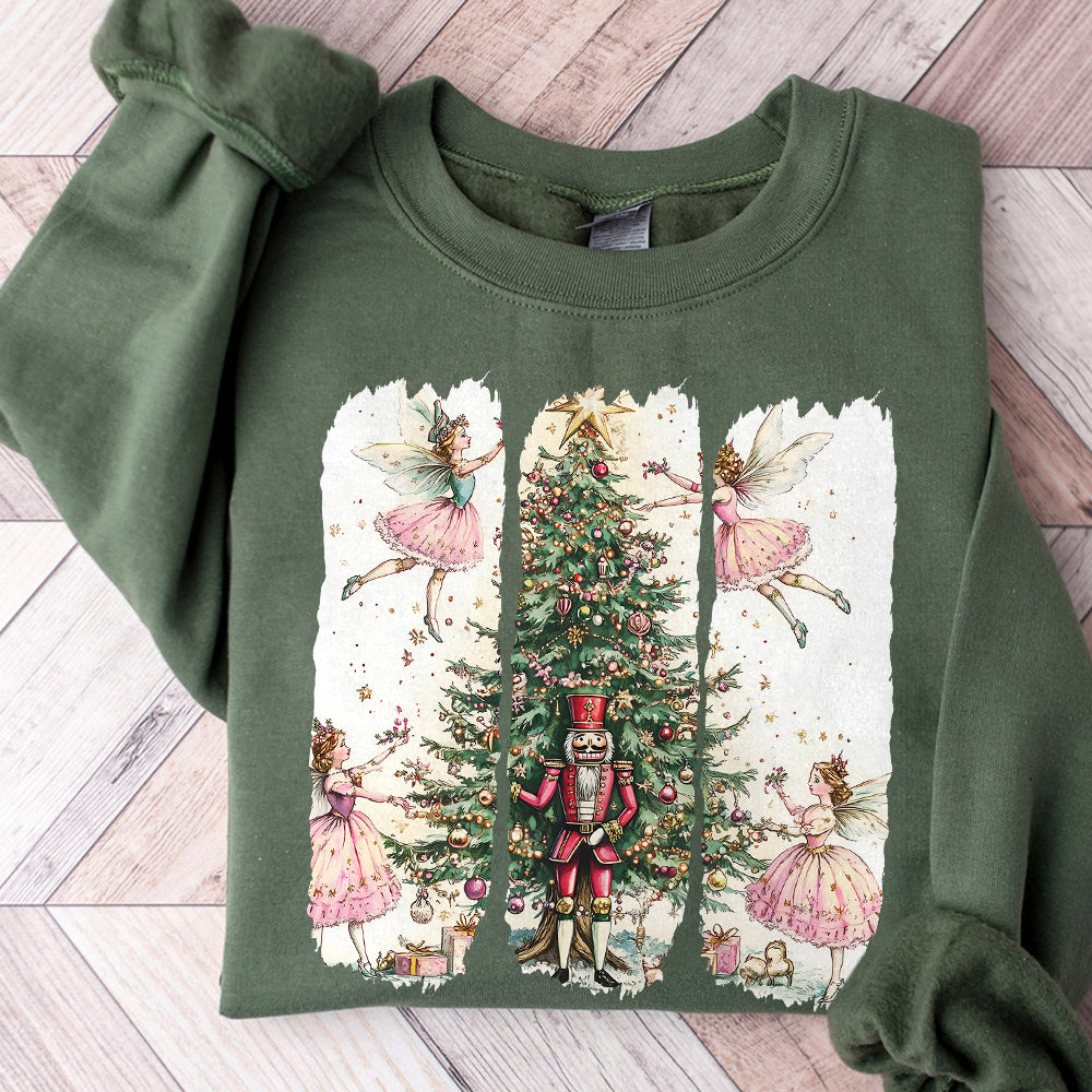 Pink Fairy and nutcracker coquette bow png, girly christmas png, retro Christmas png, Christmas Coquette girly png, winter coquette png S146