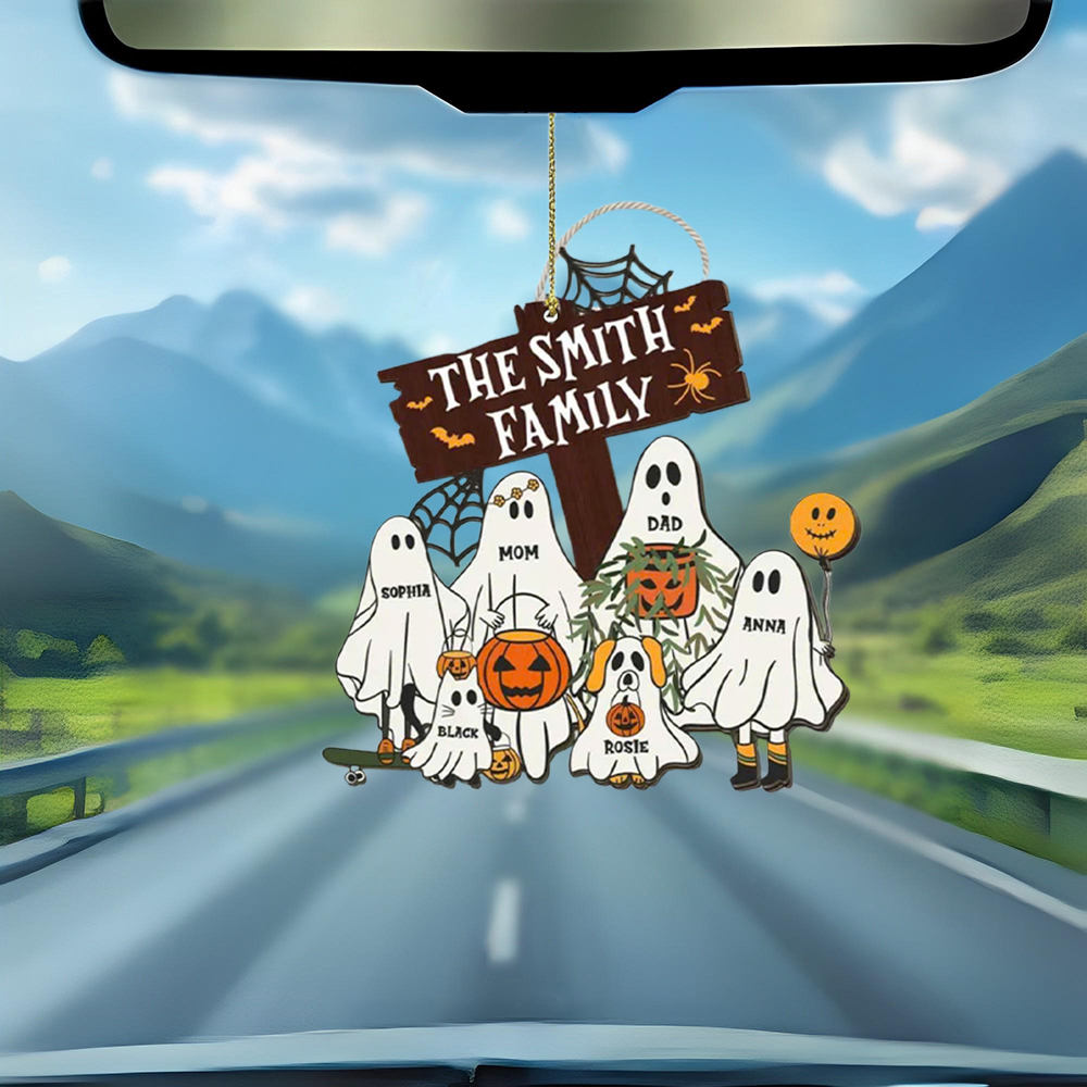 Personalized Ghost Family Suncatcher, Halloween Ghost Boo Suncatcher, Family Portrait Suncatcher, Halloween Window Hangings, Halloween Decor ORHA2708