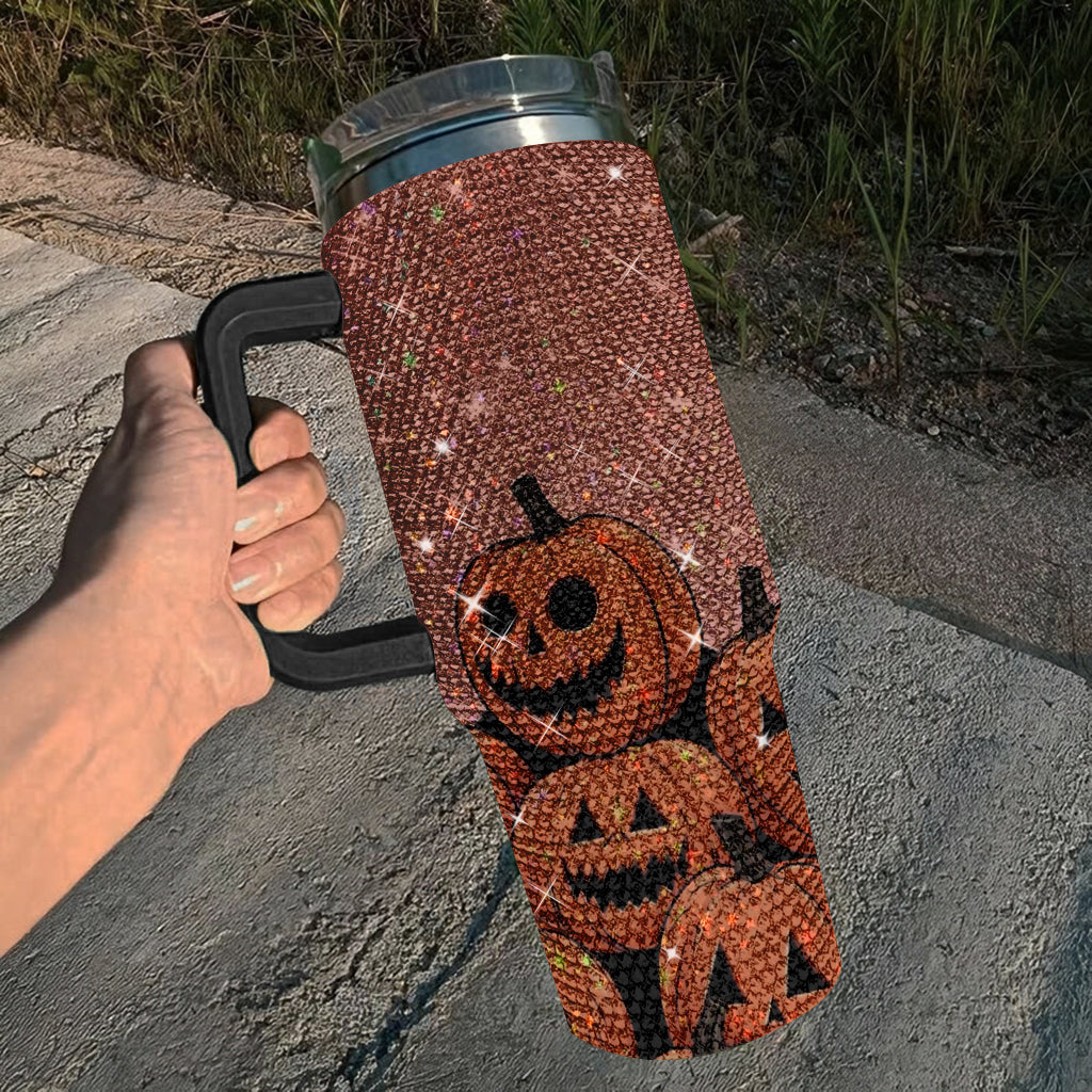 Orange Pumpkin 40Oz Rhinestone Tumbler, Halloween Bling Tumbler, Halloween Gift Idea, Spooky Season Tumbler, Fall Bling Tumbler TUM2908
