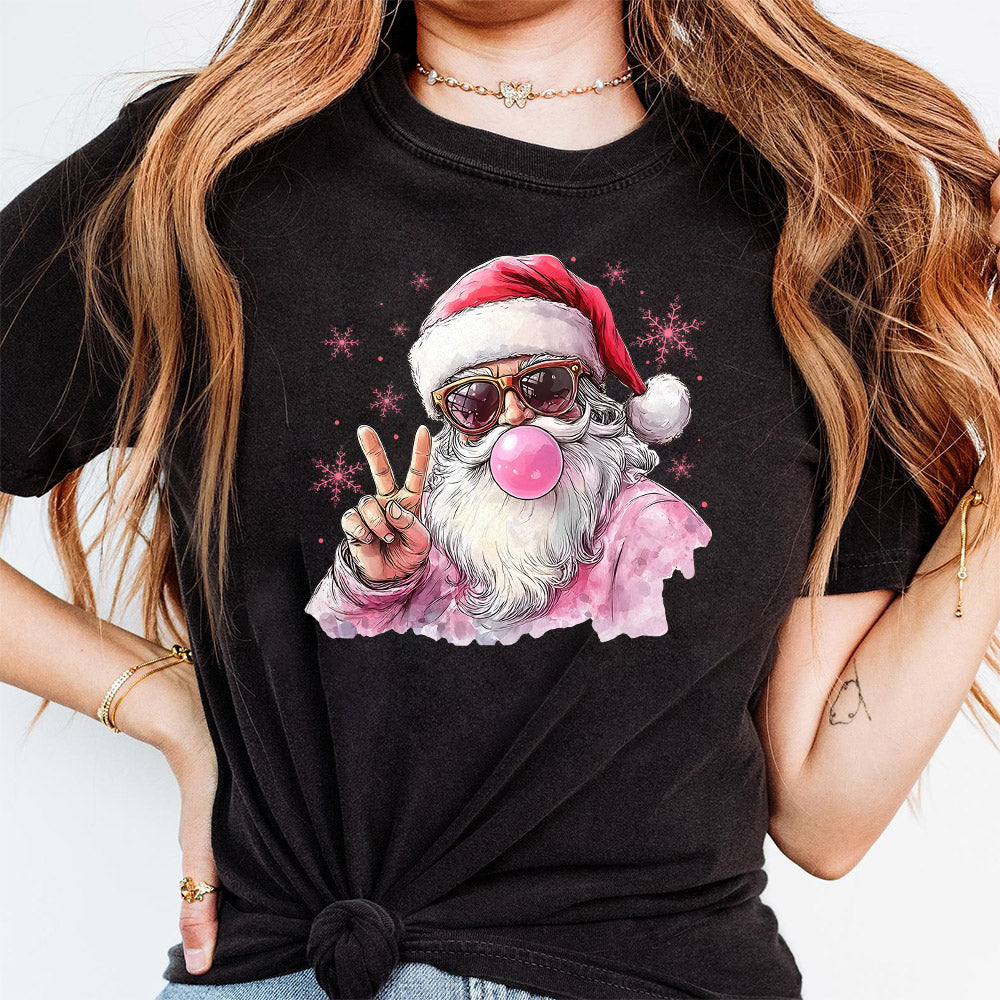 Retro Santa Christmas Blowing Bubble PNG, Funny Santa With Sunglasses Xmas, Vintage Merry Christmas PNG, Holiday Sublimation Digital S63 BAA