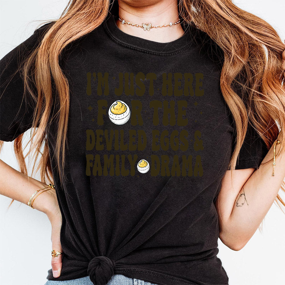 I'm Just Here For The Deviled Eggs & Family Drama SVG PNG, Funny Thanksgiving design, Thanksgiving Dinner svg, Trendy Thanksgiving png S274 SNA