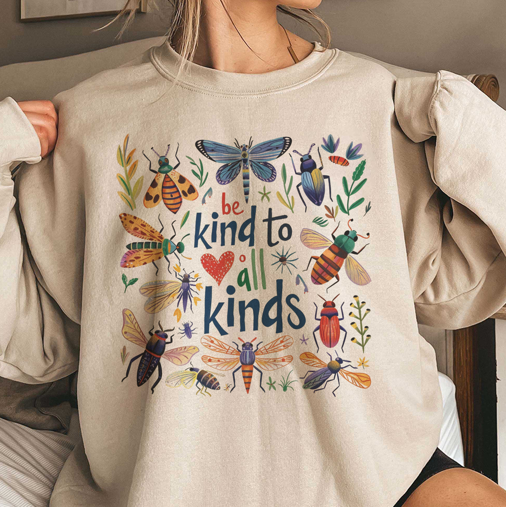 Be Kind To All Kinds Retro Graphic T Shirt, Vintage 90s Butterly Shirt, Nostalgia Love Spread Tee, Cute Unisex Adult Graphic Shirt, Mom Gift AIRE1605 03