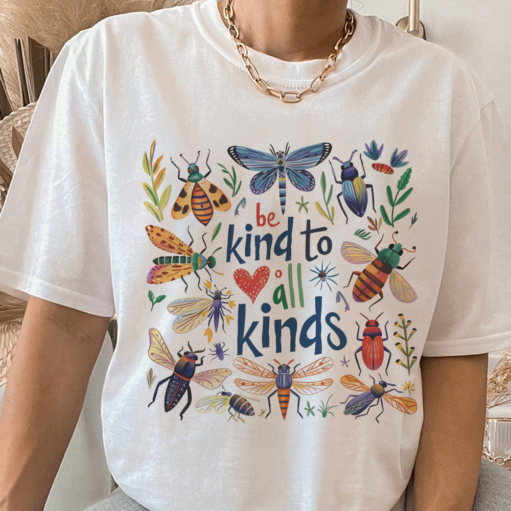 Be Kind To All Kinds Retro Graphic T Shirt, Vintage 90s Butterly Shirt, Nostalgia Love Spread Tee, Cute Unisex Adult Graphic Shirt, Mom Gift AIRE1605 03