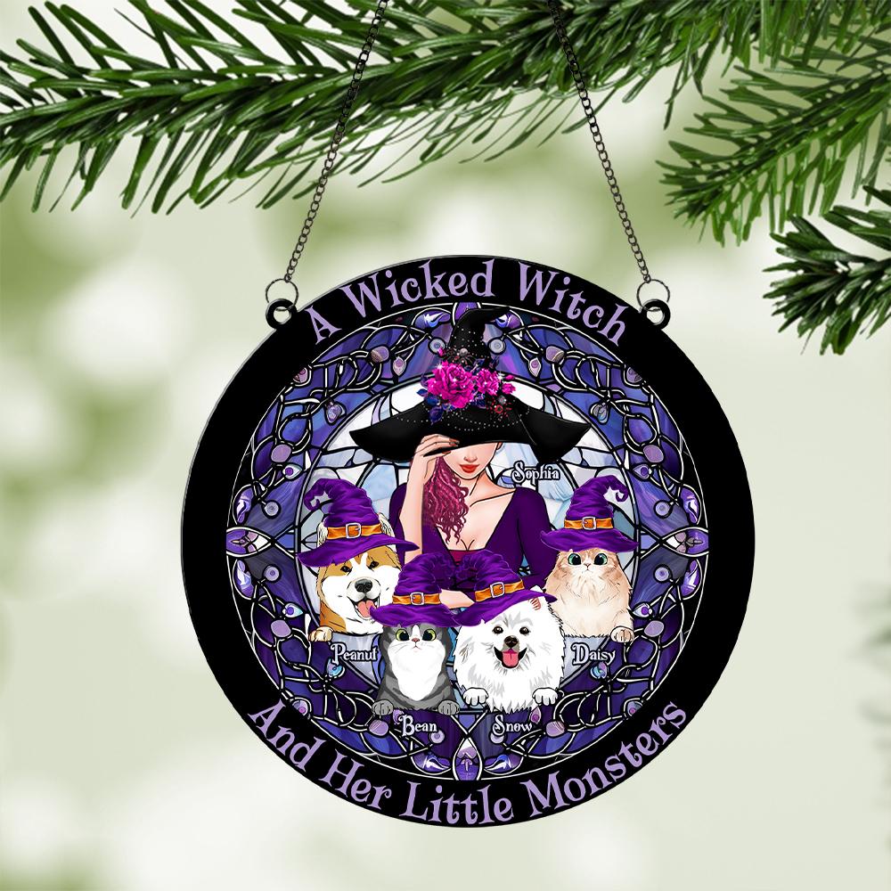 A Wicked Witch And Her Little Monsters Personalized Suncatcher Ornament ORHA2208