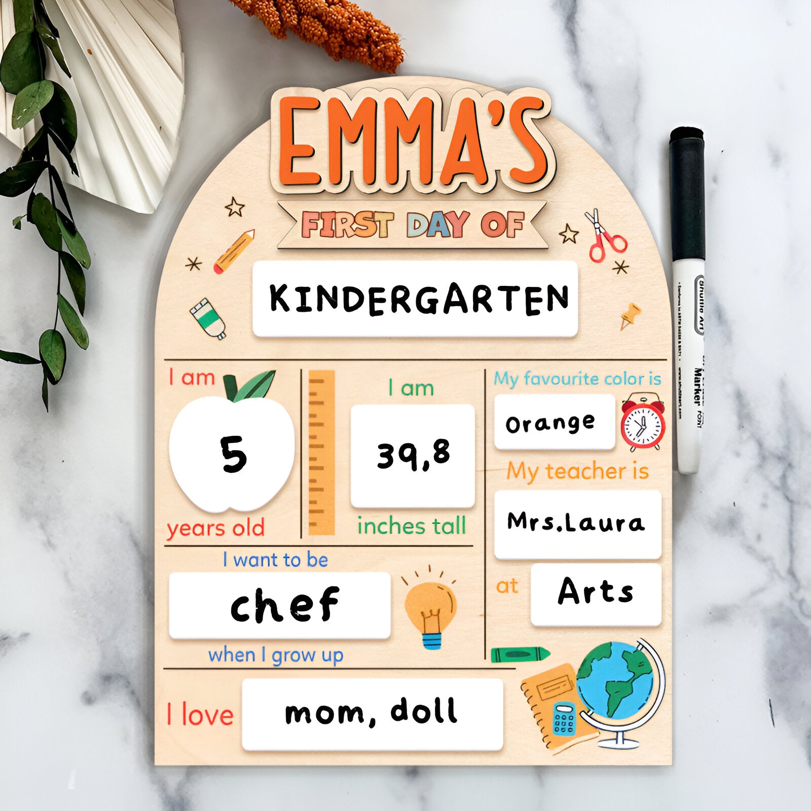 First Day Of School Custom Name, Personalized Wooden Reusable School Sign, Back To School Board, Gift For Kids scsign1