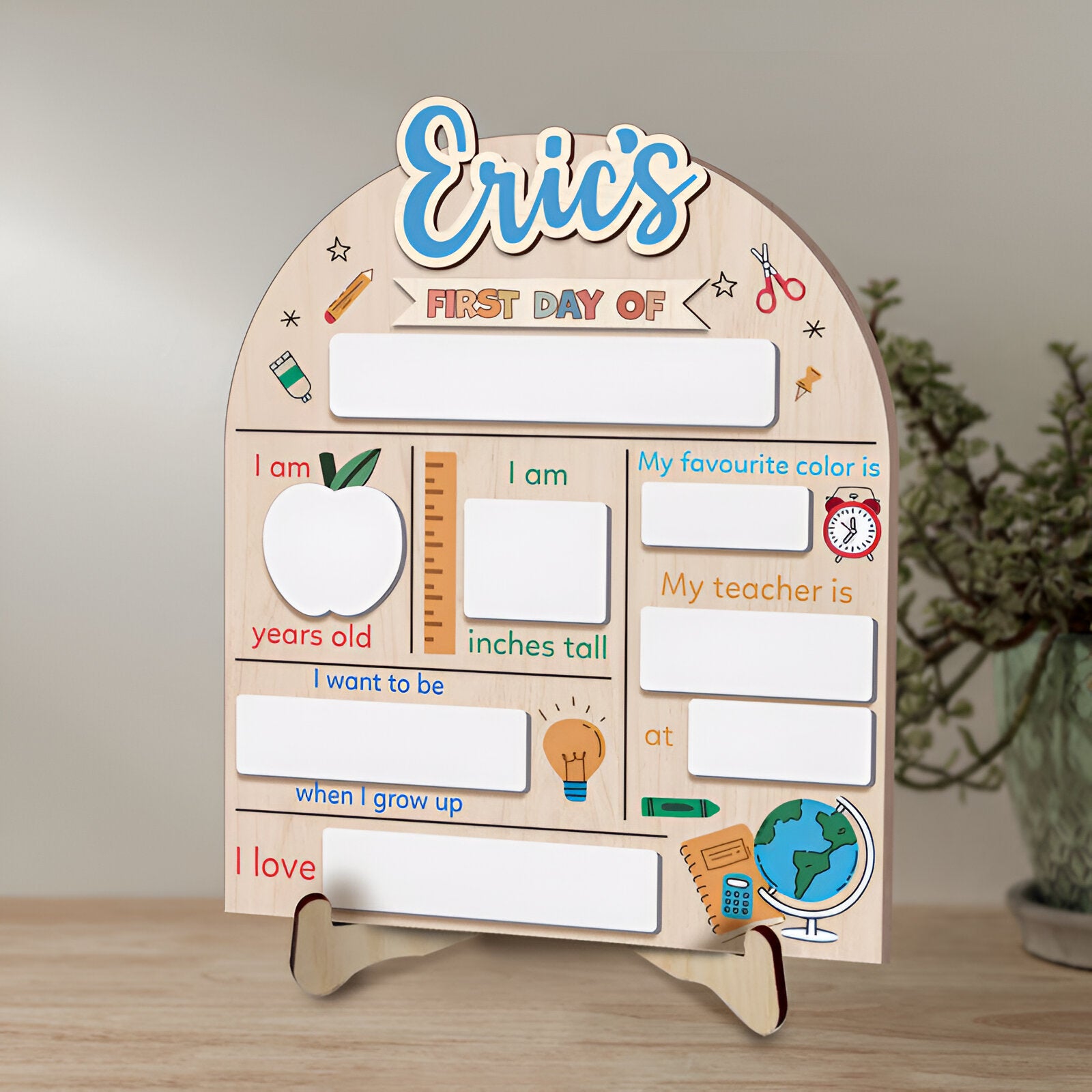 First Day Of School Custom Name, Personalized Wooden Reusable School Sign, Back To School Board, Gift For Kids scsign1