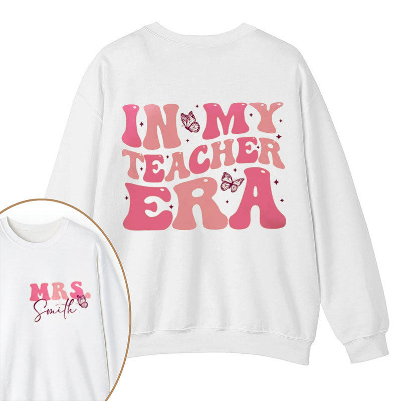 Personalized Name In My Teacher Era Teacher Two Sided T-Shirt inmy
