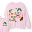 Personalized Name Progress Over Perfection Teacher Two Sided Sweatshirt 2MAT88