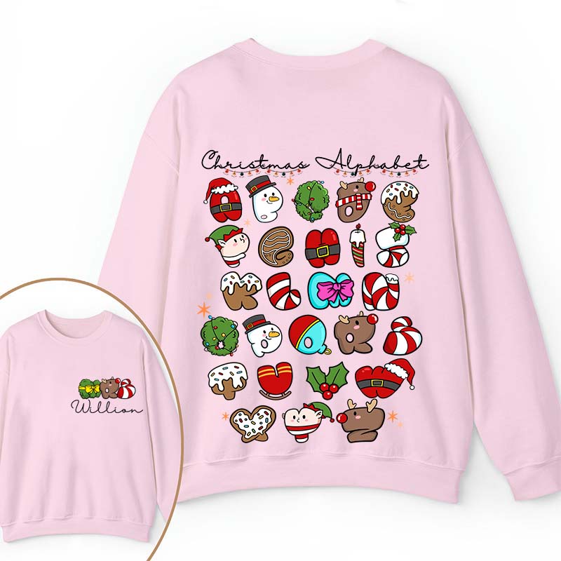 Personalized Christmas Alphabet Teacher Two Sided Sweatshirt 2MAT68