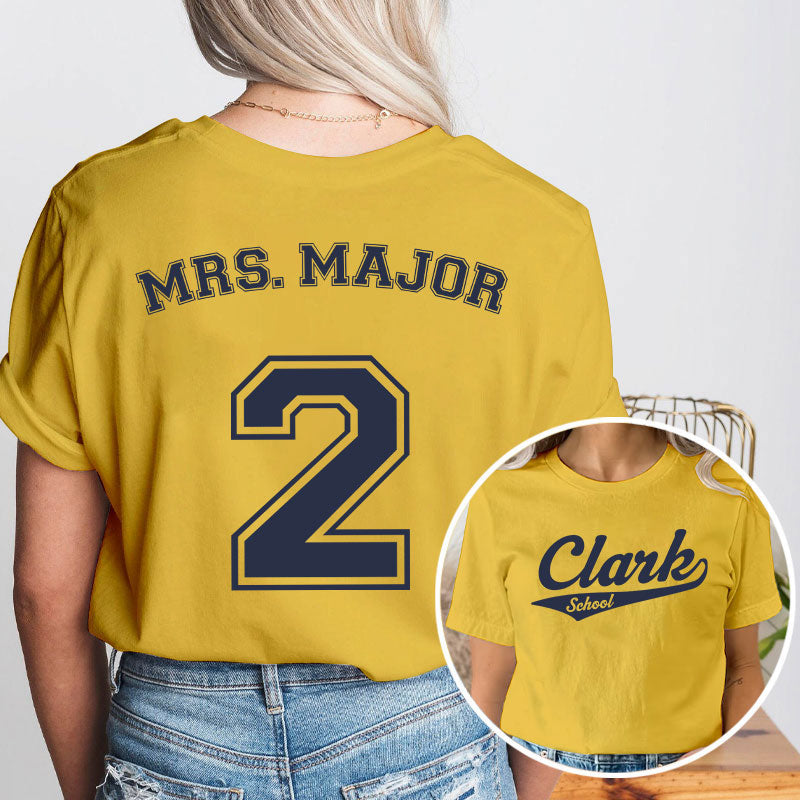 Personalized Sports Baseball Style Team Teacher Two Sided T-Shirt 2MAT88