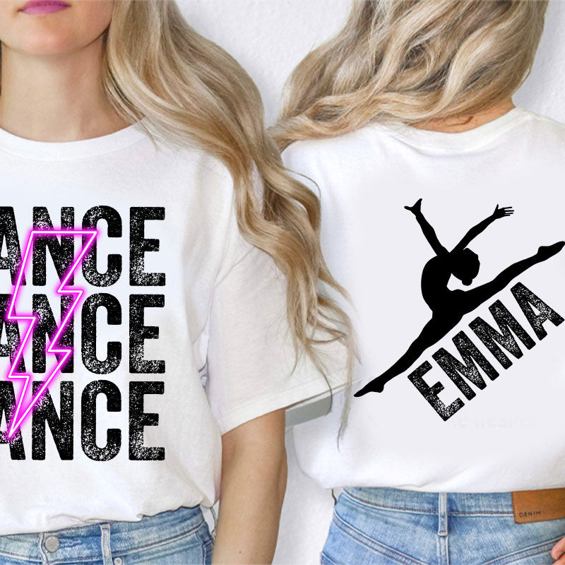 Personalized Pink Lighting Dance Teacher Two Sided T-Shirt 2MAT88
