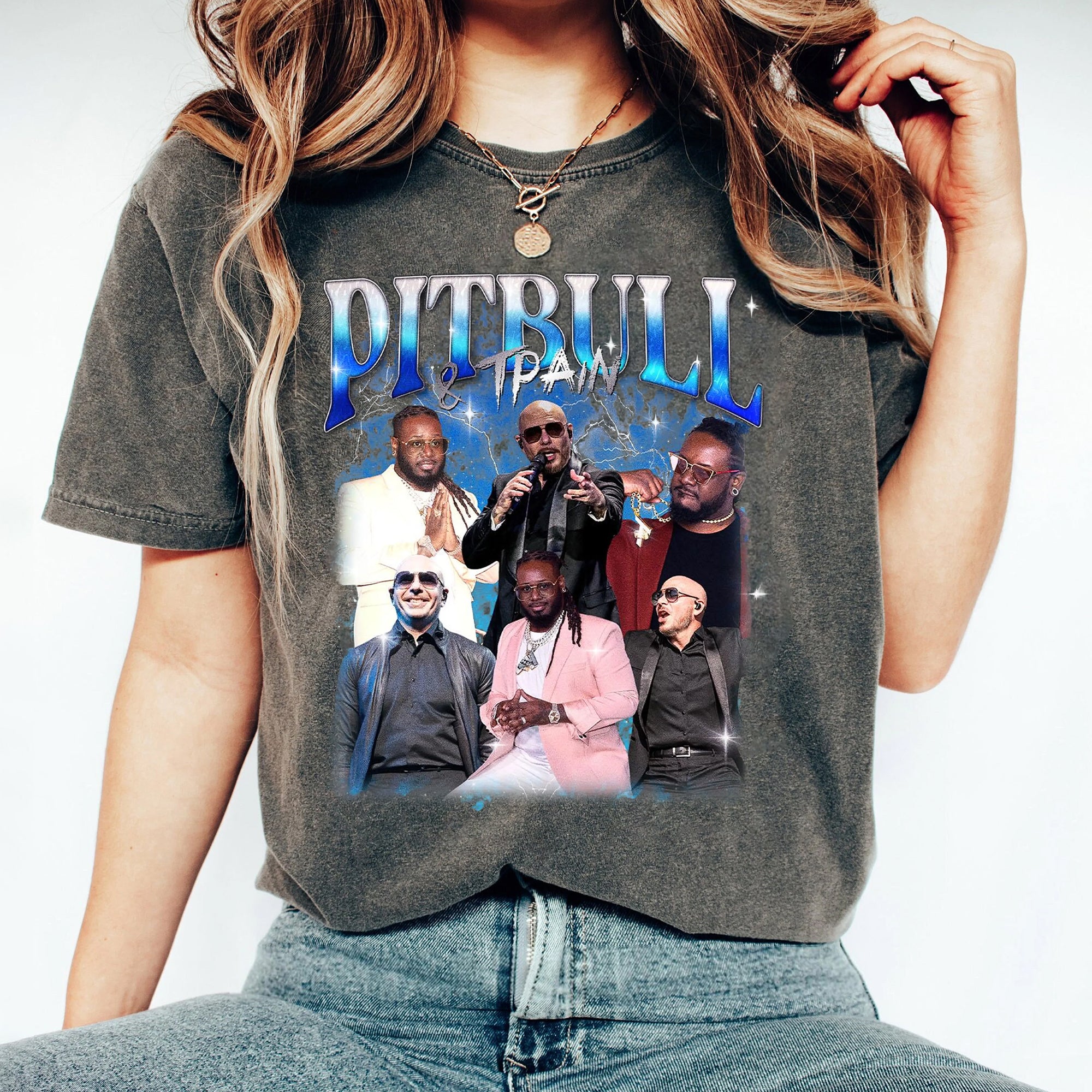 Limited Pitbull and Tpain Vintage s Shirt, Gift For Woman and Man Unisex T-Shirt FFF