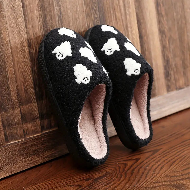 Women's Cozy Halloween Ghost Indoor Slippers - Warm Plush Slip-On House Shoes, Winter & Autumn SL0808 13