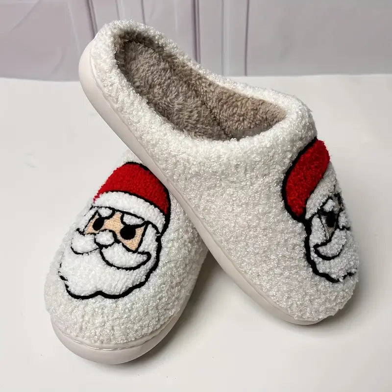 Christmas Santa Claus And Halloween Pattern Home Slippers Soft Plush Cozy House Slippers Anti-skid Slip-on Shoes Indoor For Men Winter Shoes SL0808 12