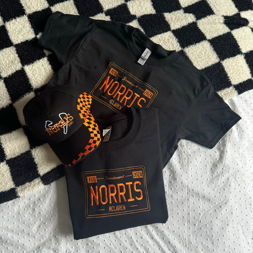 Lando Norris Zandvoort 2024 Vintage License Plate Embroidered T-Shirt EM1209T