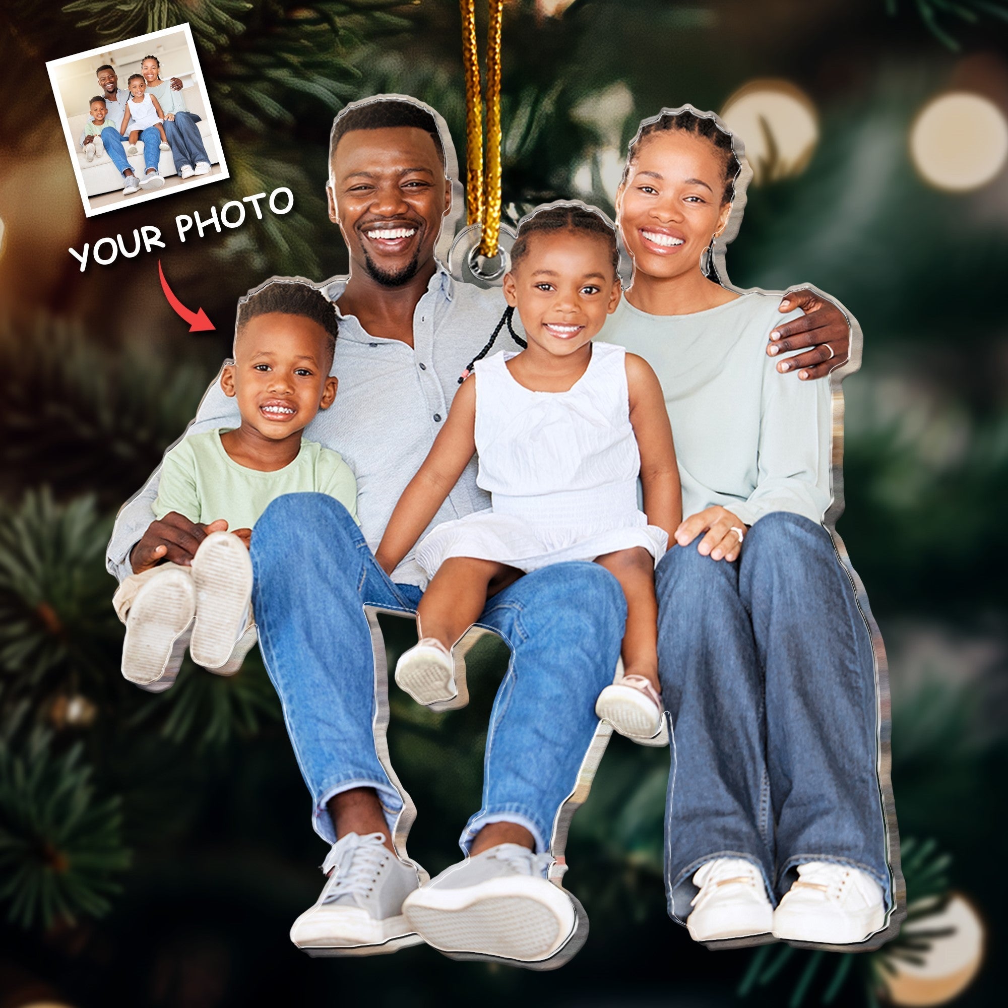 Happy Family Gift - Personalized Acrylic Photo Ornament ORN0810