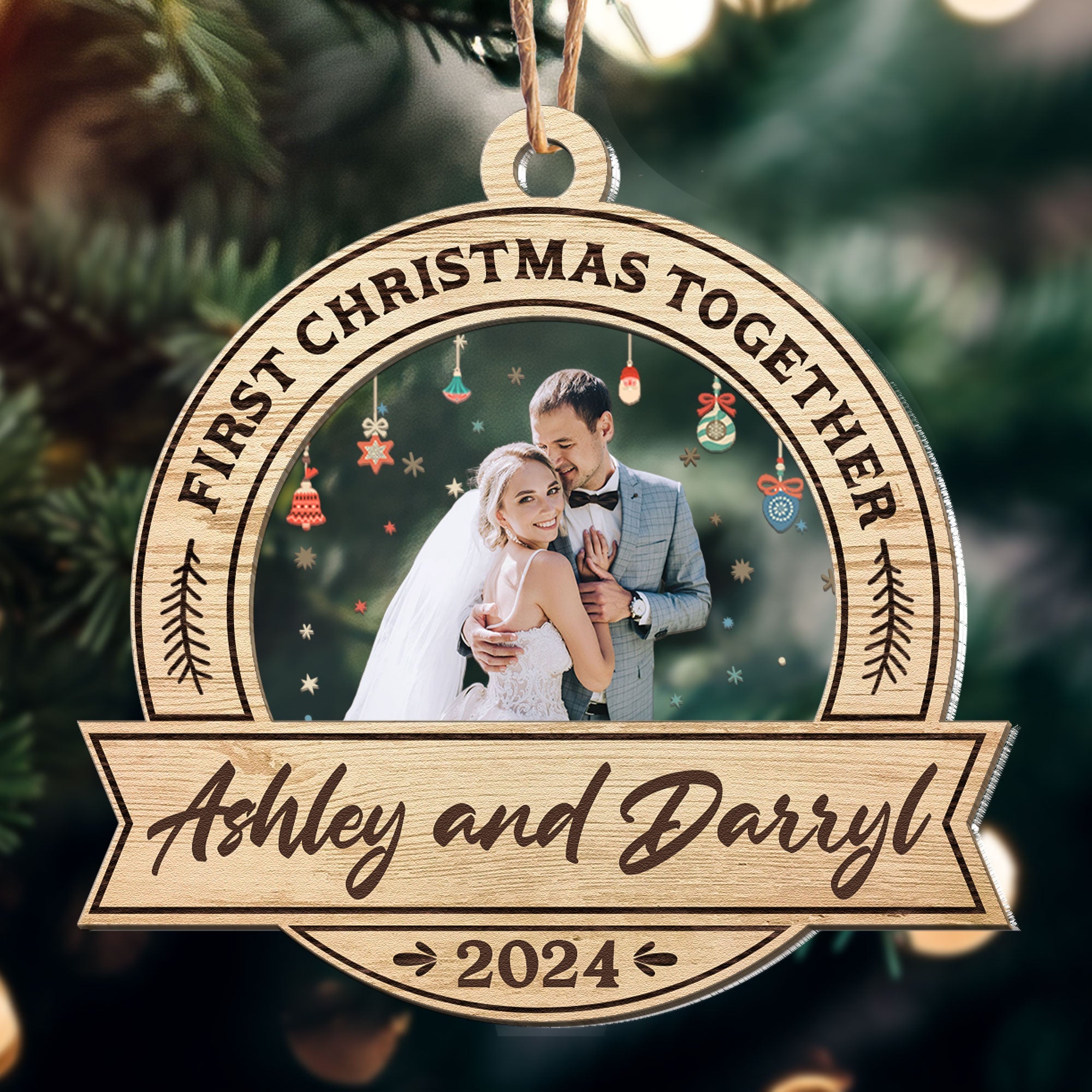 First Christmas Together - Personalized Wood And Acrylic Photo Ornament ORN0810