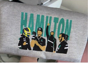 Lewis Hamilton Formula 1 Ferrari Racing Embroidered Shirt, F1 Unisex EmbroideredT Shirt, Formula One Racing, Hamilton F1 Embroidered Shirt EM1109T