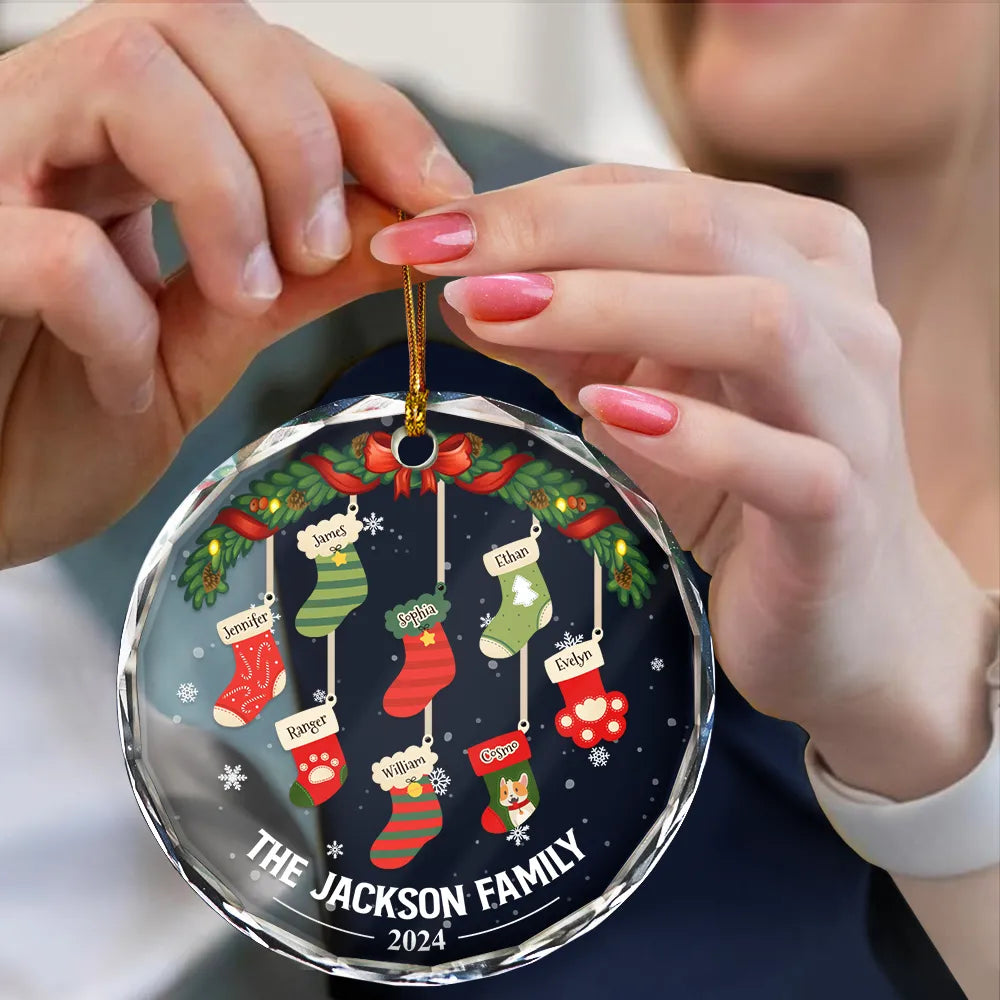 Family Stockings - Personalized Circle Glass Ornament ORNA1210