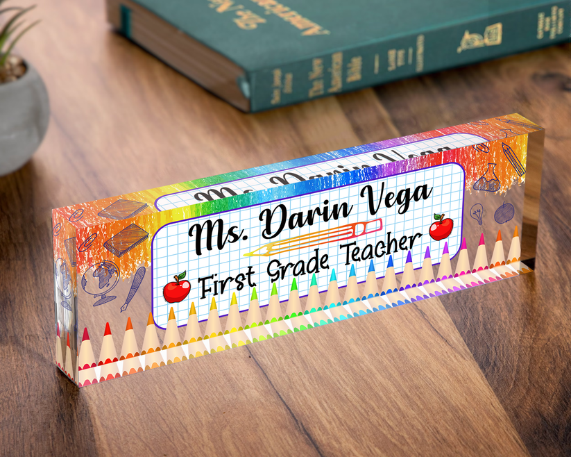 Personalized Funny Teacher Gift, Teacher Sign, Teacher Gifts, Custom Teacher Desk Name Plate Plaque, TC31J7