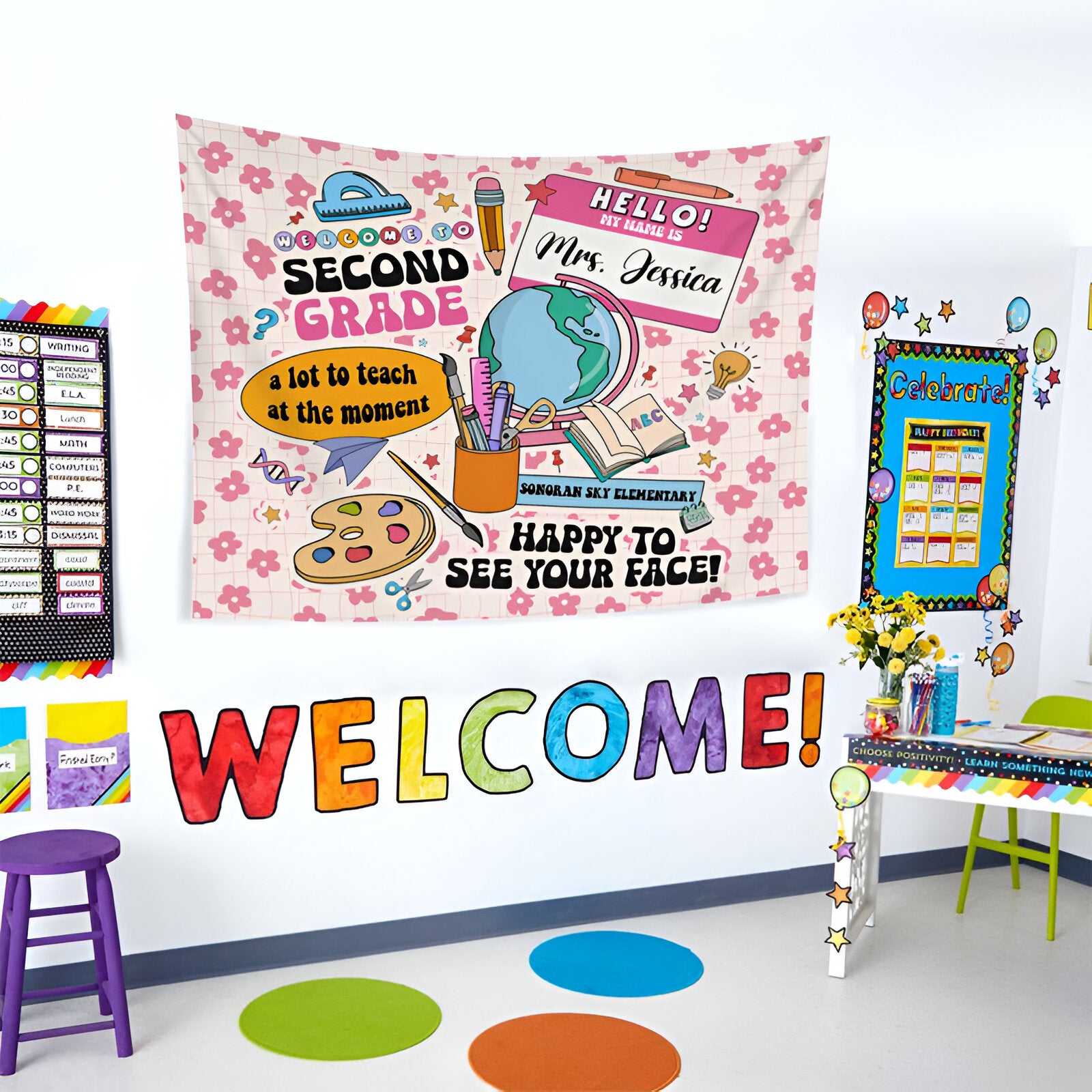 Personalized Welcom To My Class Happy To See Your Face Teacher Classroom Tapestry Tapes