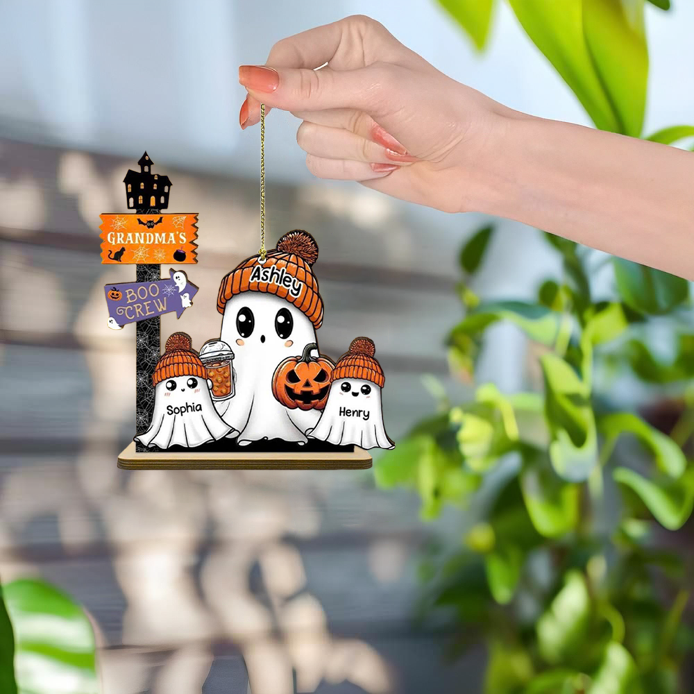 Funny Ghost Personalized Suncatcher, Cute Ghost Hanging Decor, Halloween Suncatcher Decor, Spooky Decor, Stained Glass Decor ORHA2708