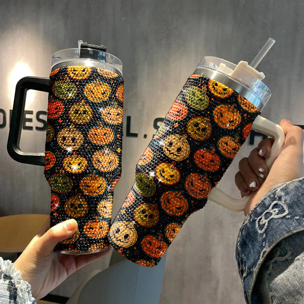 Halloween Tumbler Pumpkin, Spooky Glitter Travel Tumbler for Halloween Cups  Halloween Travel Mug for Women Witch Tumbler TUM2908