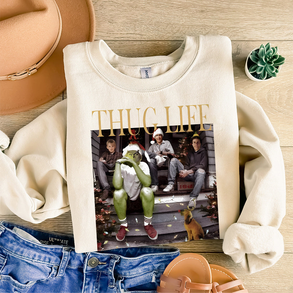 Thug Life Grinch Sweatshirt, Grinchmas Season Christmas Friends Sweatshirt, Thug Life Christmas Movie Sweater, Christmas Gifts, Ugly Sweater TM1510 08