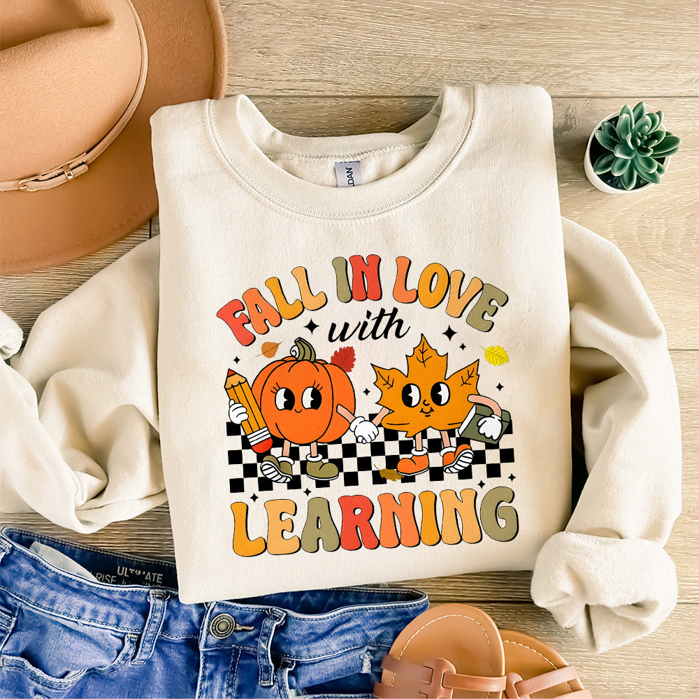 Groovy Teacher Png, Teacher Fall Png, Fall In Love With Learning Teacher, Teacher Pumpkin Png, Retro Teacher Png PNG0710 09 NPN