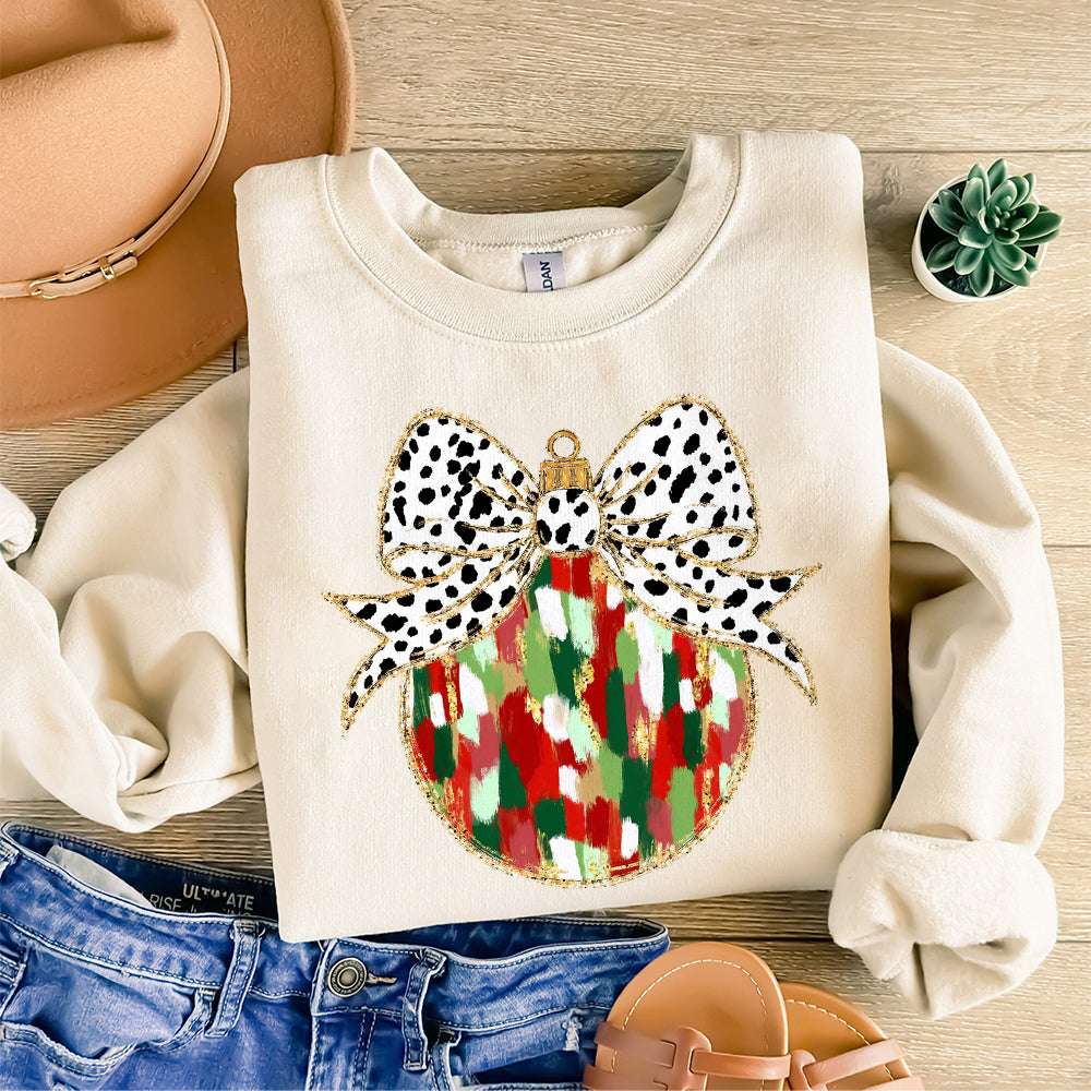 Red and green Coquette glitter Christmas ornament png Christmas design dtf Christmas girls winter png santa design bow acrylic brushstroke S103