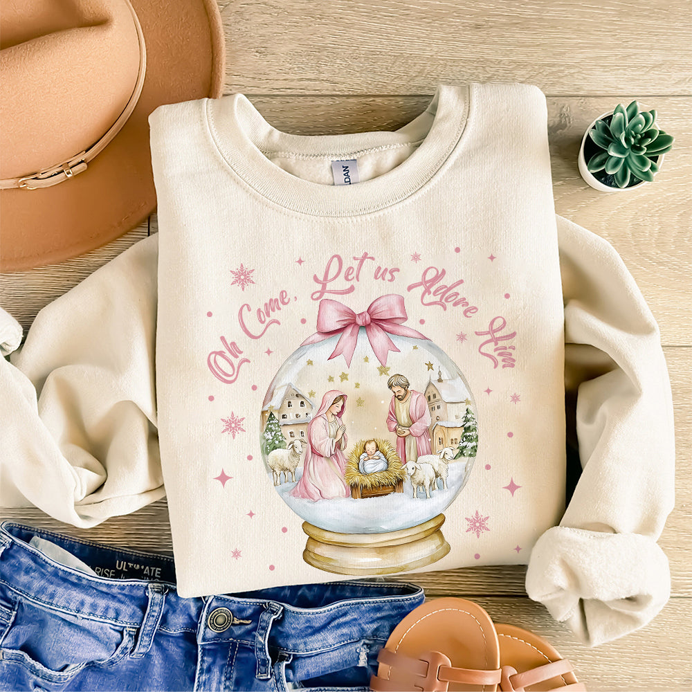 Oh Come Let Us Adore Him Png, Nativity Scene Christmas Png, Coquette Jesus Christmas Png, Baby Jesus Png, Oh Holy Night Png, Hand Drawn S198 abccc