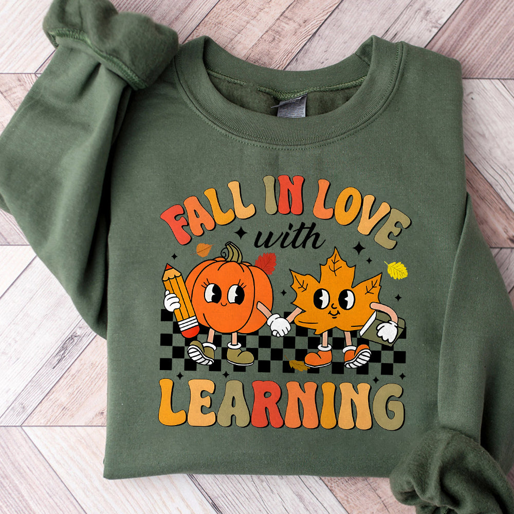 Groovy Teacher Png, Teacher Fall Png, Fall In Love With Learning Teacher, Teacher Pumpkin Png, Retro Teacher Png PNG0710 09 NPN