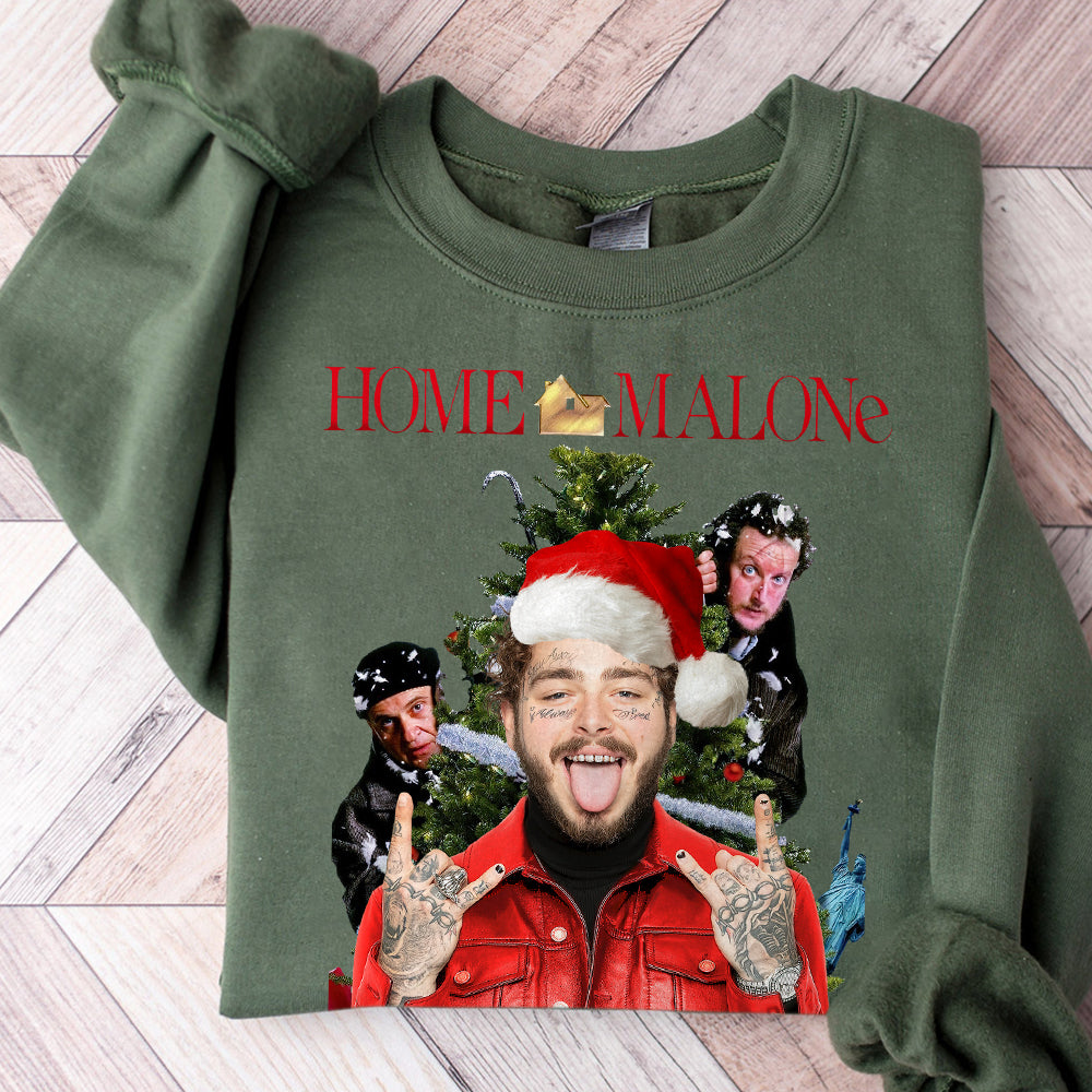 Home Malone Sweatshirt, Ugly Christmas Sweathirt, Funny Christmas Sweathirt, Home Alone Sweathirt,Ghost Malone Shirt TMN