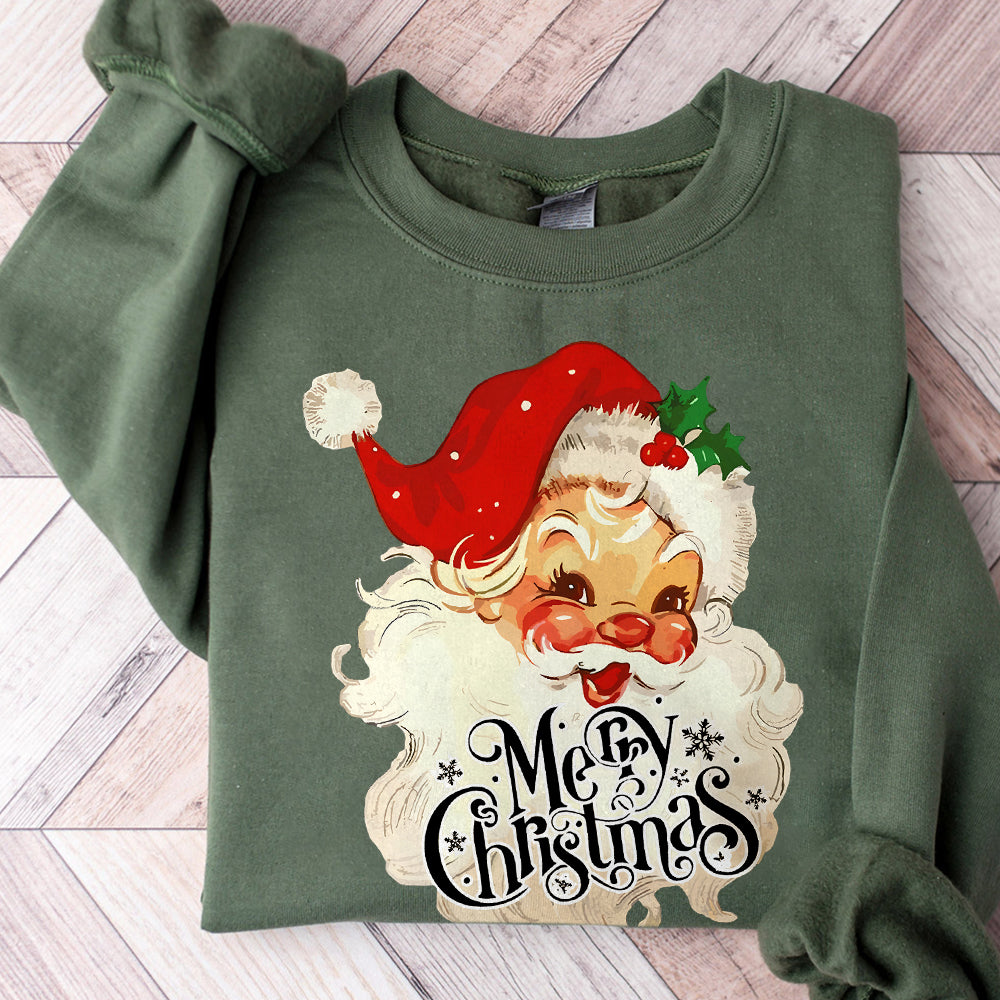 Digital Download- PNG Clipart 1950s Vintage PRINTABLE Christmas Card Red Hat Santa Claus Kitschy Retro Mid Century MCM S106