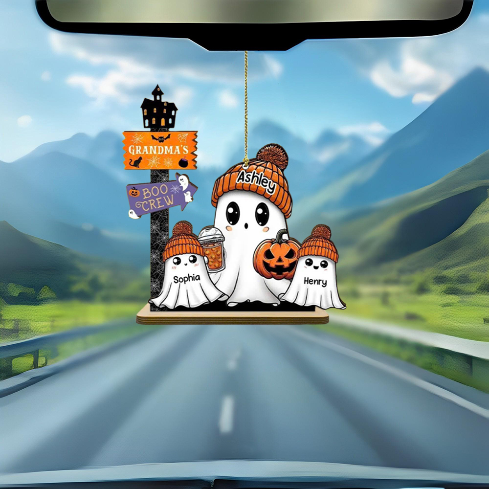 Funny Ghost Personalized Suncatcher, Cute Ghost Hanging Decor, Halloween Suncatcher Decor, Spooky Decor, Stained Glass Decor ORHA2708