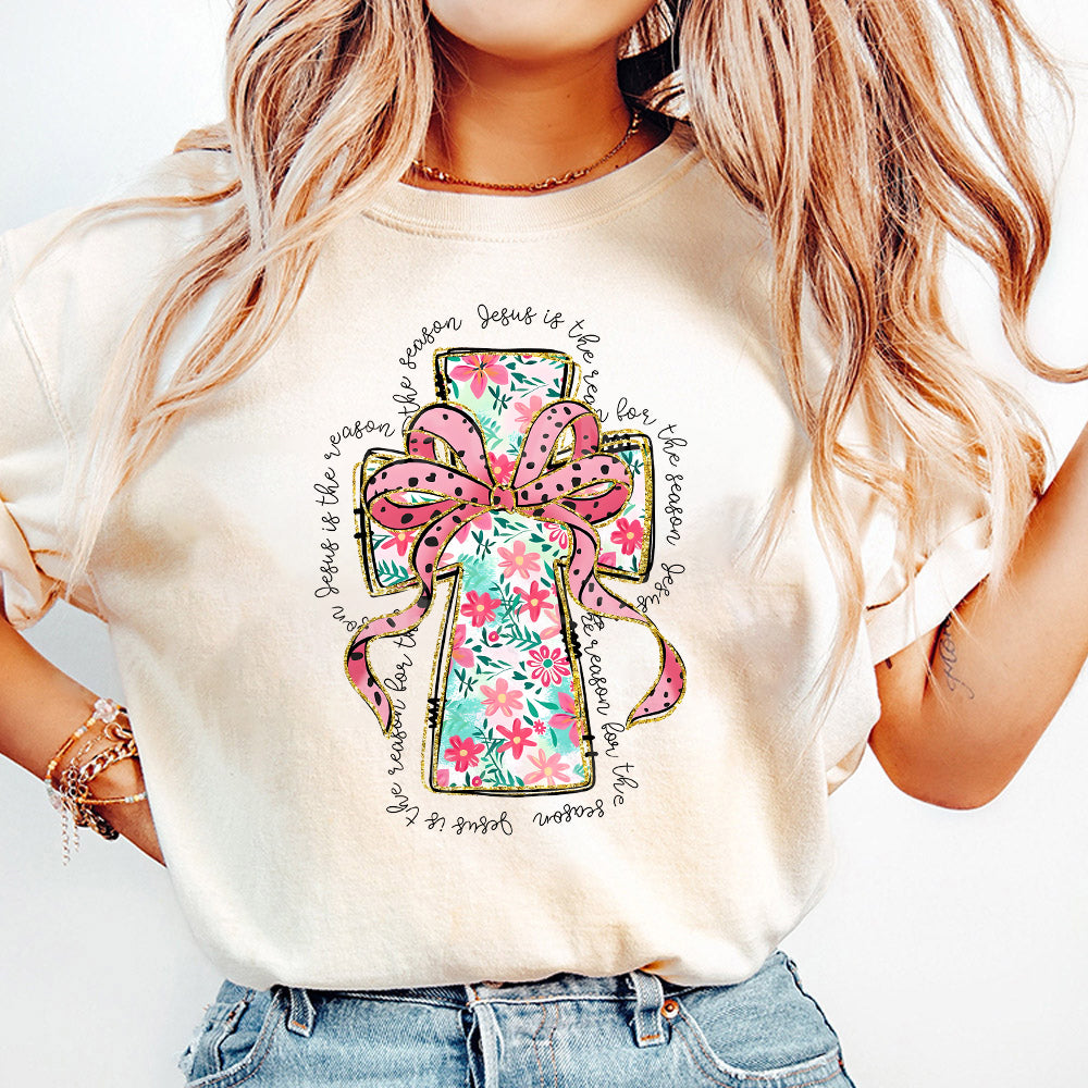 Pink floral christmas coquette png bundle, Pink Green brushstroke merry png, christmas png, christmas tree png, nutcracker png, Floral cross PNG1510 07 4 NPN