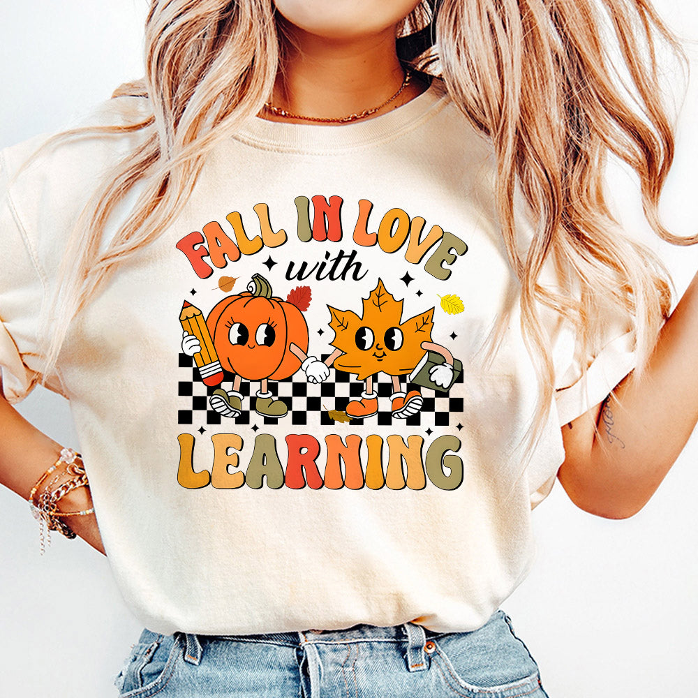 Groovy Teacher Png, Teacher Fall Png, Fall In Love With Learning Teacher, Teacher Pumpkin Png, Retro Teacher Png PNG0710 09 NPN