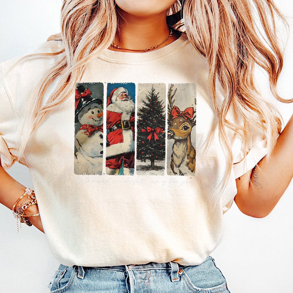 It's the most wonderful time of the year png, Santa Claus png, Vintage Christmas png, Christmas Coquette bow png, Reindeer snowman png S28 VAA