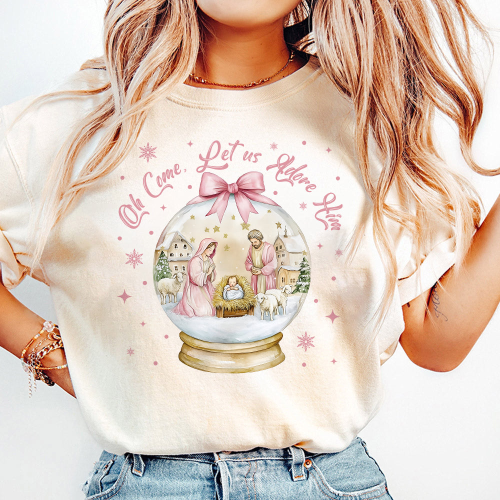 Oh Come Let Us Adore Him Png, Nativity Scene Christmas Png, Coquette Jesus Christmas Png, Baby Jesus Png, Oh Holy Night Png, Hand Drawn S198 abccc