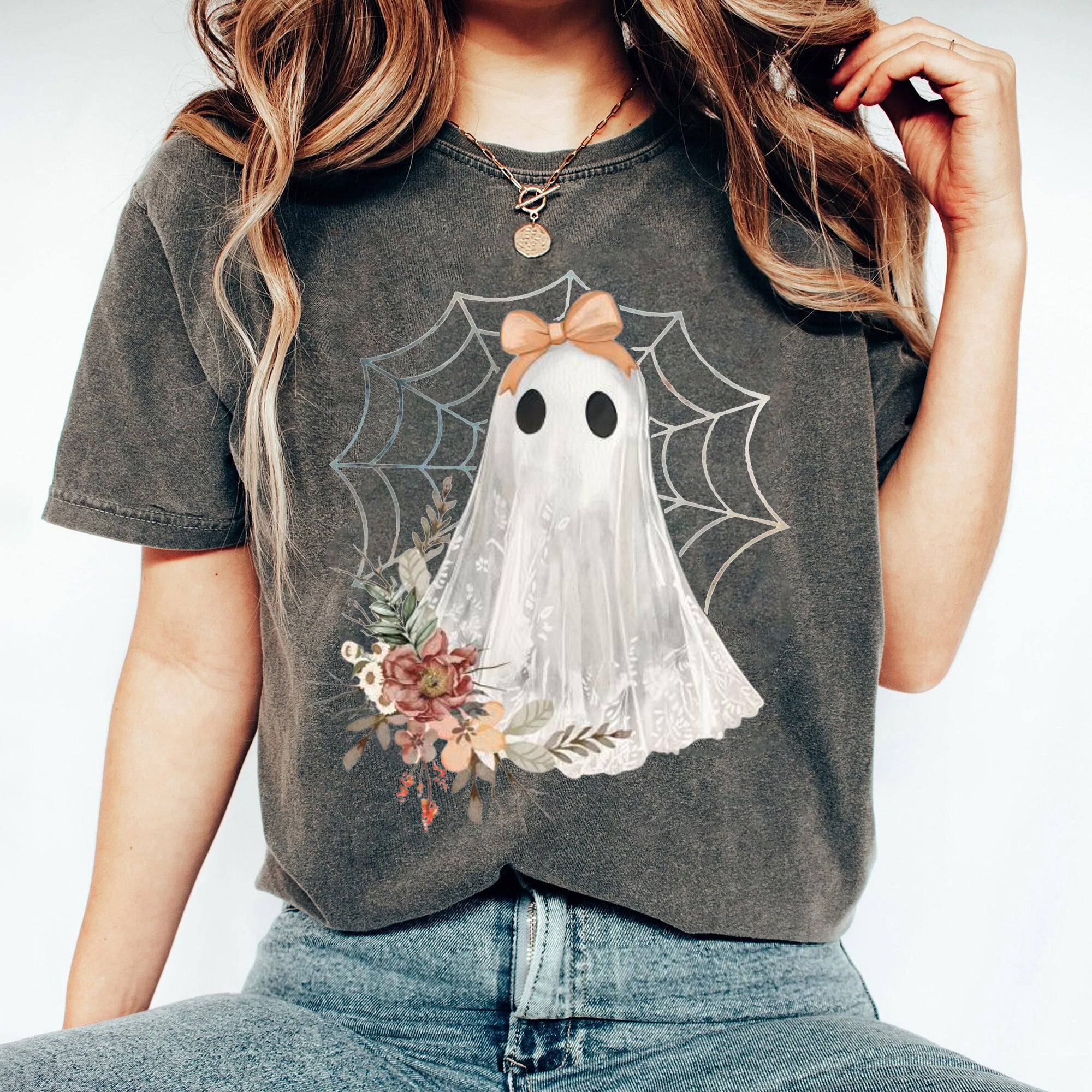 Halloween Lace Ghost Shirt, Spooky Coquette Shirt, Girly Ghost Lacey Ghost Shirt, Spooky Season Shirt, Ghost Floral Halloween Mama, CCC