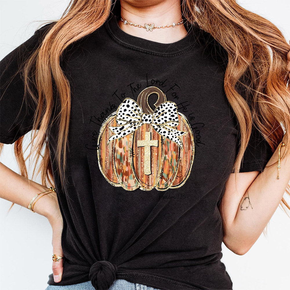 Give Thanks to the Lord for he is good Psalm 1361 png, coquette pumpkin png, boho pumpkin png, Jesus png, thankful png, thanksgiving png PNG1010 02 NPN