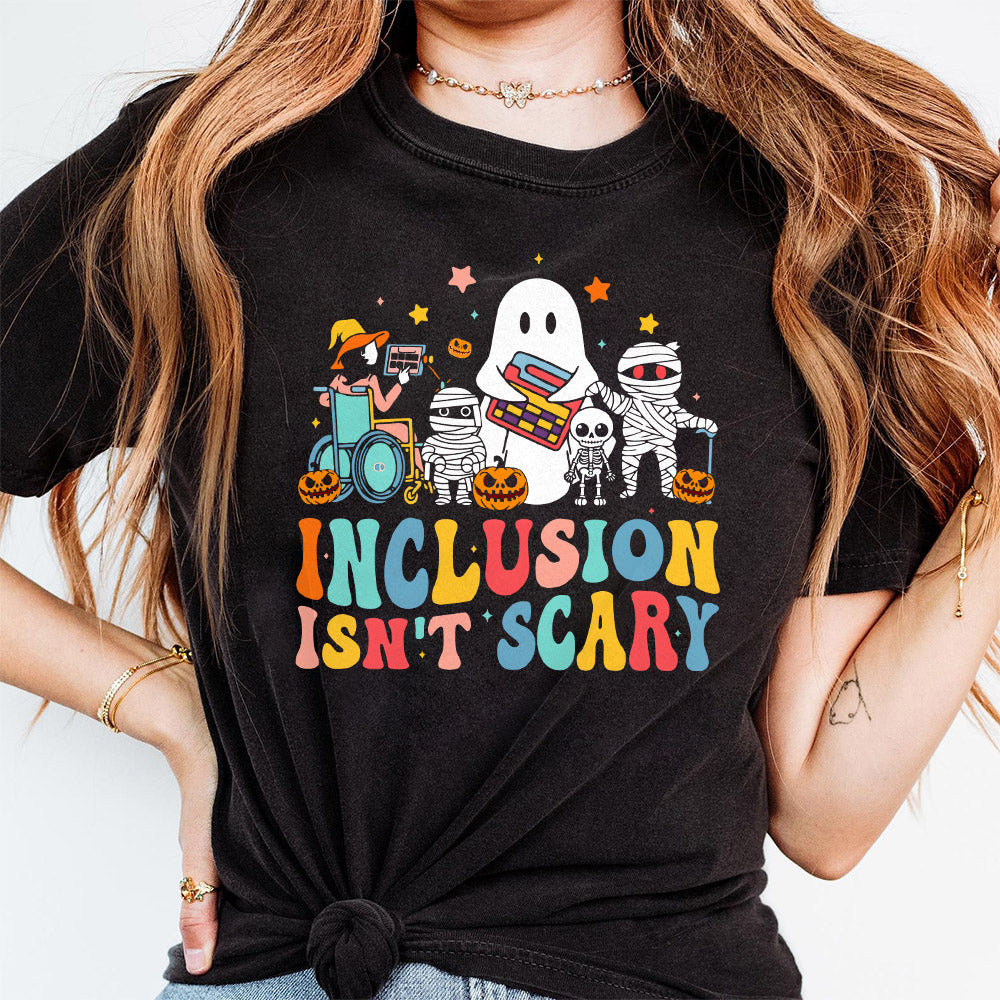 Inclusion Isn't Scary Png, SLP Halloween Png, Sped Teacher Png,Skeleton Ghost Cute Halloween Png, Halloween Sped Teacher,Inclusion Holiday PNG2309 01 2 NPN
