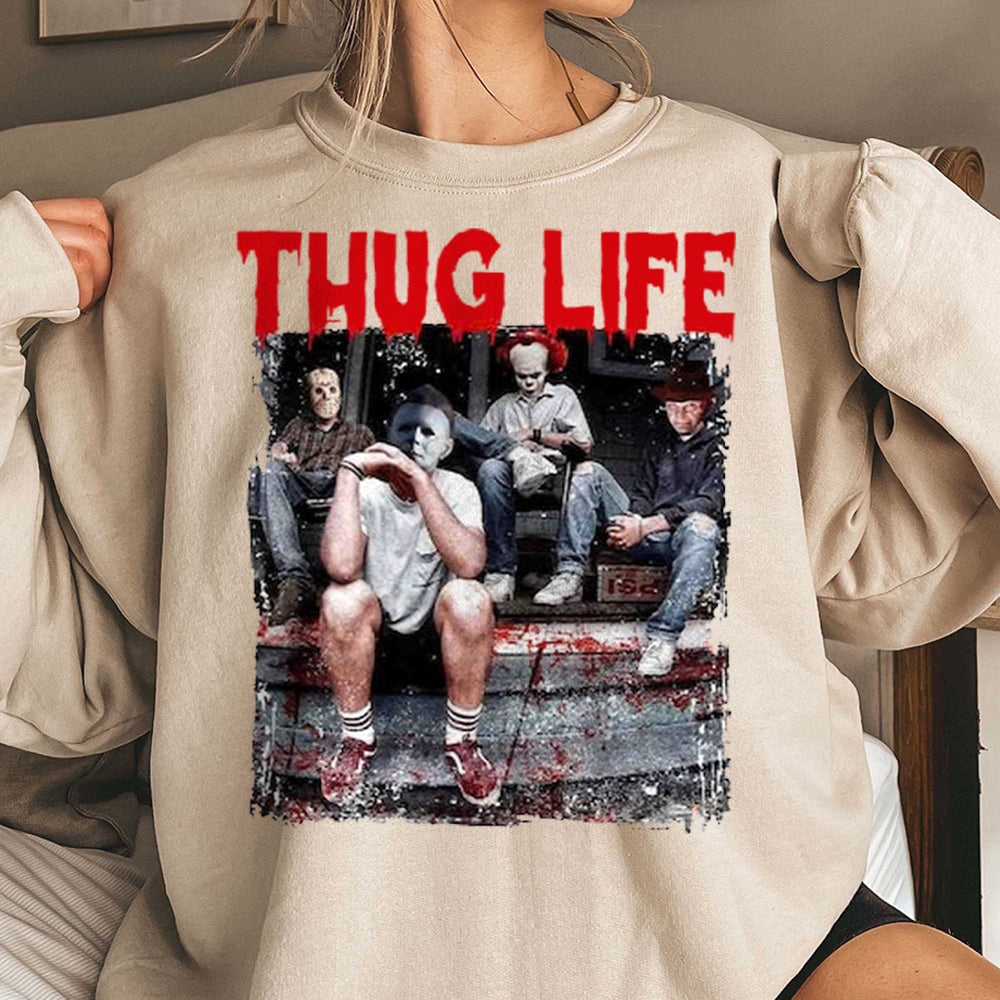 Thug Life Horror Movie Shirt, Friends Horror Characters Shirt, Horror Movie Killers Shirt, Scary Shirt, Halloween Shirt, Friend Horror Shirt  HW2008 04