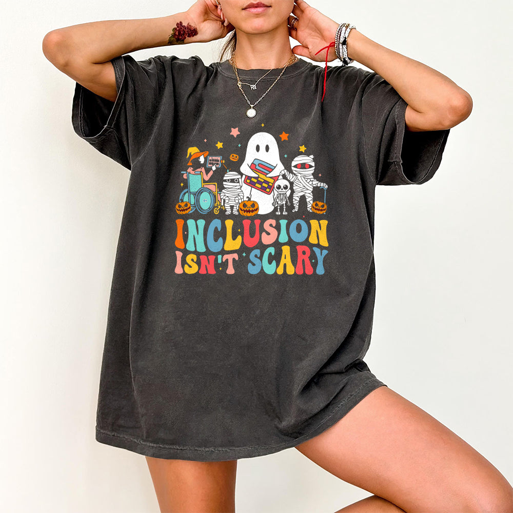 Inclusion Isn't Scary Png, SLP Halloween Png, Sped Teacher Png,Skeleton Ghost Cute Halloween Png, Halloween Sped Teacher,Inclusion Holiday PNG2309 01 2 NPN