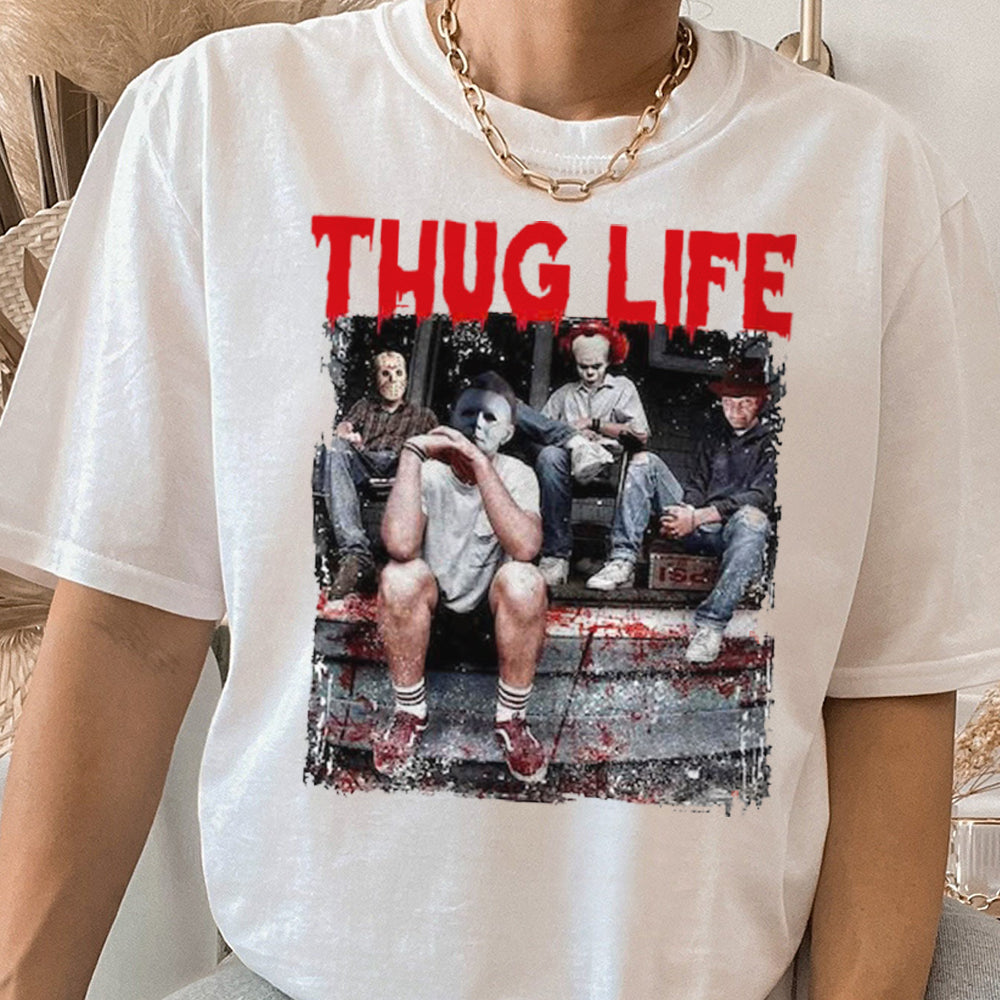 Thug Life Horror Movie Shirt, Friends Horror Characters Shirt, Horror Movie Killers Shirt, Scary Shirt, Halloween Shirt, Friend Horror Shirt  HW2008 04