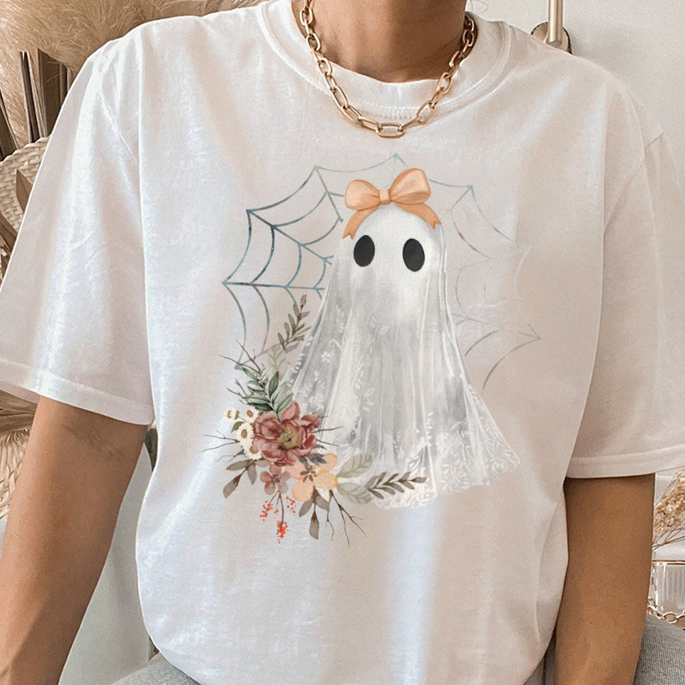 Halloween Lace Ghost Shirt, Spooky Coquette Shirt, Girly Ghost Lacey Ghost Shirt, Spooky Season Shirt, Ghost Floral Halloween Mama, CCC