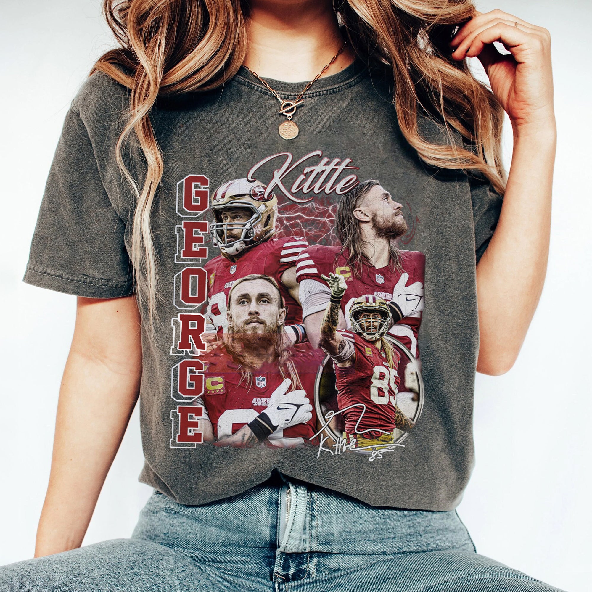 George Kittle 90s Vintage Bootleg T-Shirt, George Kittle shirt, Vintage Oversized Sport Tee, Retro American Football DDD