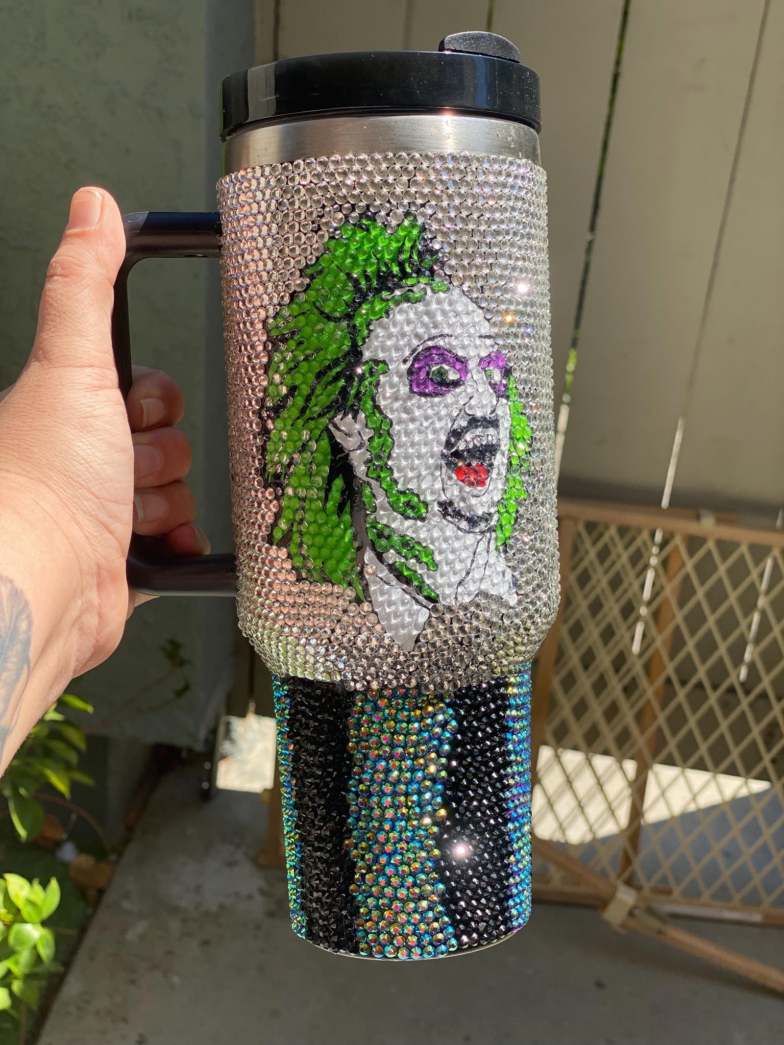 40oz Halloween Tumbler  Horror Movie Travel Mug  Horror Movie Gift Ideas  Halloween Gift  Bling Tumbler  Beetlejuice Bling Tumbler TUM2708